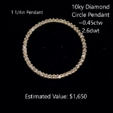 10kt Diamond Circle Pendant, ~0.45ctw, 2.6dwt