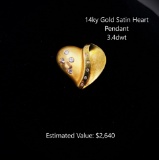 14kt Satin Heart Pendant, 3.4dwt