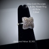 14kt Chocolate Diamond & Diamond Flower Ring