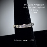 14kt Princess Cut Diamond Wedding Band, ~0.95ctw