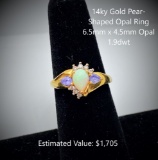 14kt Pear-Shaped Opal Ring, 6.5mm x 4.5mm Opal