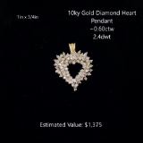 10kt Diamond Heart Pendant, ~0.60ctw, 2.4dwt