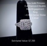 14kt Princess Cut Diamond Double Halo Engage. Ring