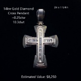 14kt Diamond Cross Pendant ~0.25ctw, 10.3dwt