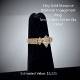 14kt Marquise Diamond Engagement Ring