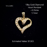 10kt Diamond Heart Pendant, ~0.35ctw, 1.7dwt