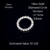 14kt Diamond Circle Pendant, ~0.15ctw, 0.8dwt