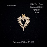 10kt Two Tone Diamond Heart Pendant 1.8dwt