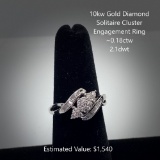 10kt DIamond Solitaire Cluster Engagement Ring