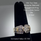 14kt Two Tone Marquise Diamond Engagement Ring