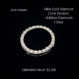 14kt Diamond Circle Pendant, ~0.60ctw, 1.2dwt