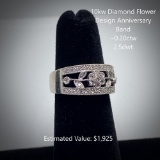 10kt Diamond Anniversary Flower Design Ring