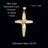 10kt Diamond Cross Pendant ~0.30ctw, 1.7dwt