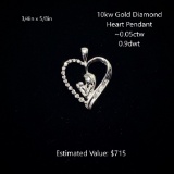 10kt Diamond Heart Pendant ~0.05ctw, 0.9dwt