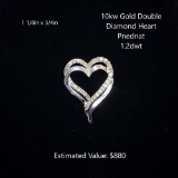 10kt Double Diamond Heart Pendant, 1.2dwt