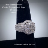 14kt Diamond Cluster Engagement Ring, 4.4dwt