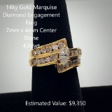 14kt Marquise Diamond Engagement Ring, 4.0dwt