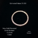 14kt Diamond Circle Pendant, ~0.25ctw, 1.3dwt