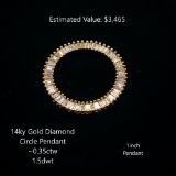 14kt Diamond Circle Pendant, ~0.35ctw, 1.5dwt
