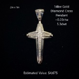 14kt Gold Diamond Cross Pendant ~0.20ctw, 5.3dwt