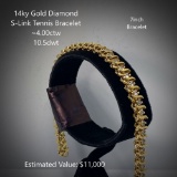 14kt Diamond S-Linke Tennis Bracelet, ~4.00ctw