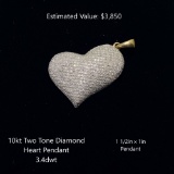 10kt Diamond Heart Pendant, 3.4dwt