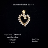 14kt Diamond Heart Pendant, ~0.40ctw, 2.5dwt