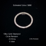 10kt Diamond Circle Pendant, ~0.10ctw, 1.1dwt