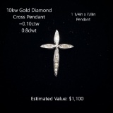 10kt Diamond Cross Pendant, ~0.10ctw, 0.8dwt