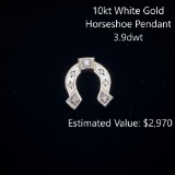 10kt Diamond Horseshoe Pendant, 3.9dwt