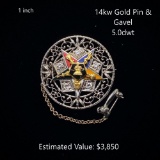 14kt Gold Pin and Gavel, 5.0dwt