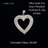 14kt Diamond Heart Pendant, ~0.45ctw, 4.5dwt