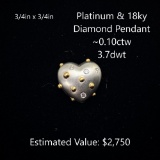 Platinum & 18kt Diamond Pendant, ~0.10ctw, 3.7dwt
