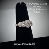 14kt Vintage Inspired Diamond Ring, ~0.55ctw