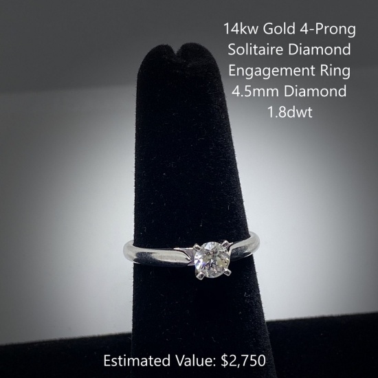 14kt 4-Prong Solitaire Diamond Engagement Ring