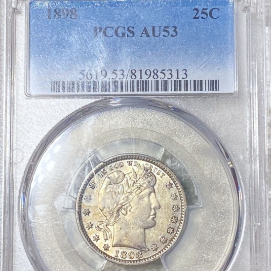 1898 Barber Silver Quarter PCGS - AU53