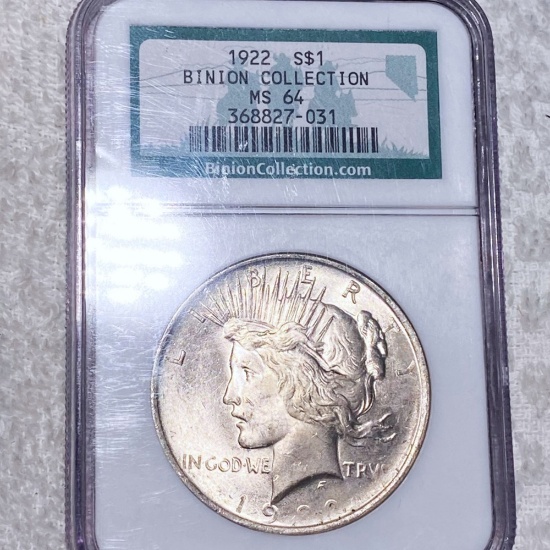 1922 Silver Peace Dollar NGC - MS64 BINION