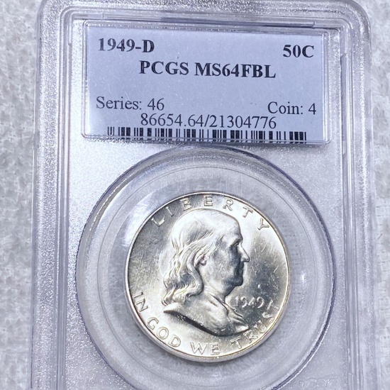 1949-D Franklin Half Dollar PCGS - MS 64 FBL