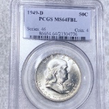 1949-D Franklin Half Dollar PCGS - MS 64 FBL