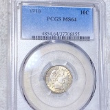 1910 Barber Silver Dime PCGS - MS64