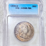 1949-D Franklin Half Dollar ICG - MS 65 FBL