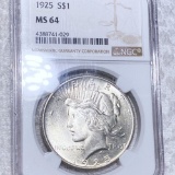 1925 Silver Peace Dollar NGC - MS64