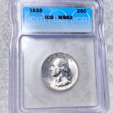 1938 Washington Silver Quarter ICG - MS62