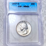 1937-D Washington Silver Quarter ICG - MS62
