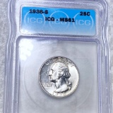 1936-S Washington Silver Quarter ICG - MS61