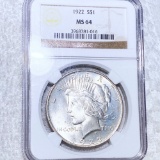 1922 Silver Peace Dollar NGC - MS64