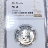 1936-S Washington Silver Quarter NGC - MS66