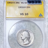 1932-D Washington Silver Quarter ANACS - VG10