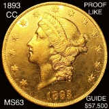 1893-CC $20 Gold Double Eagle CHOICE BU PL