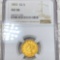 1853 $2.50 Gold Quarter Eagle NGC - AU 58